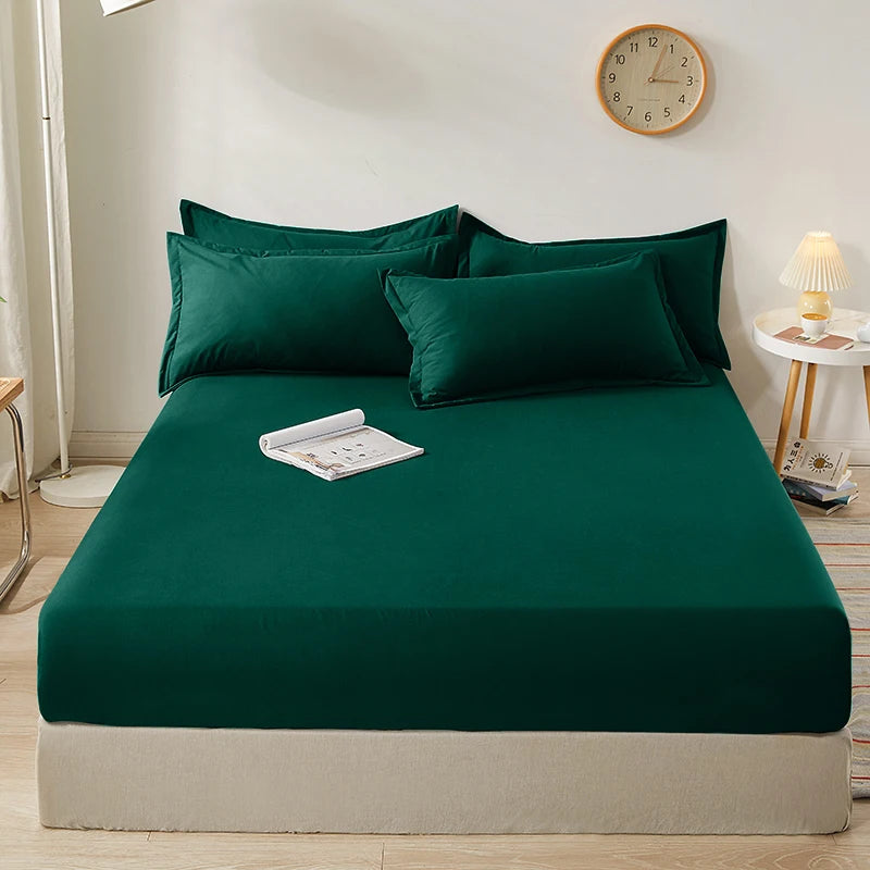 Sábana bajera con banda elástica, fundas de colchón de Color sólido, Protector para cama individual doble King, 100% algodón, 150/160/180x200