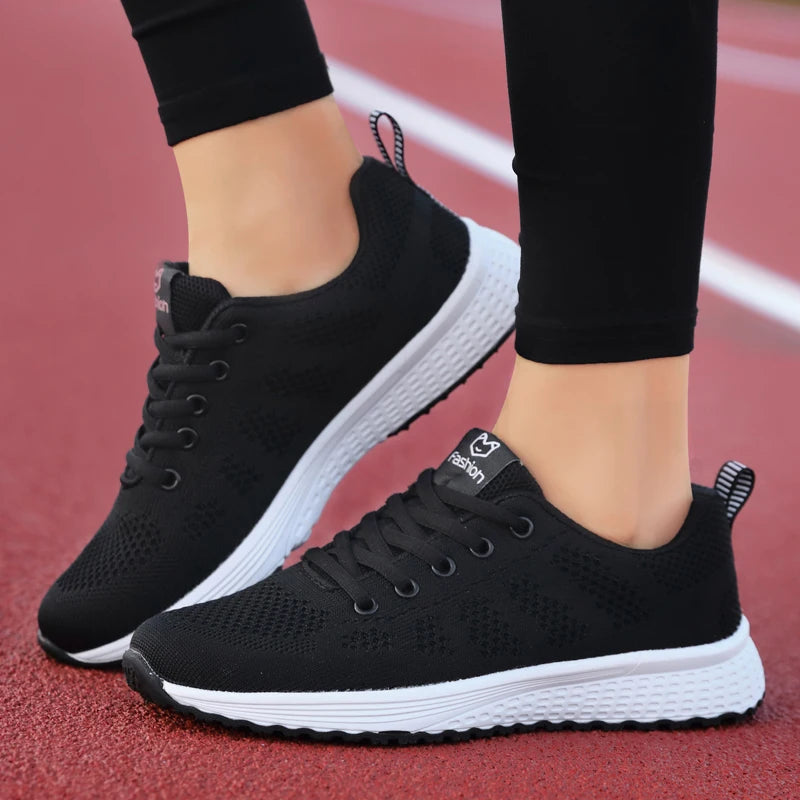 2024 zapatos deportivos para mujer, zapatillas de plataforma a la moda, zapatos planos para correr para primavera e invierno para mujer
