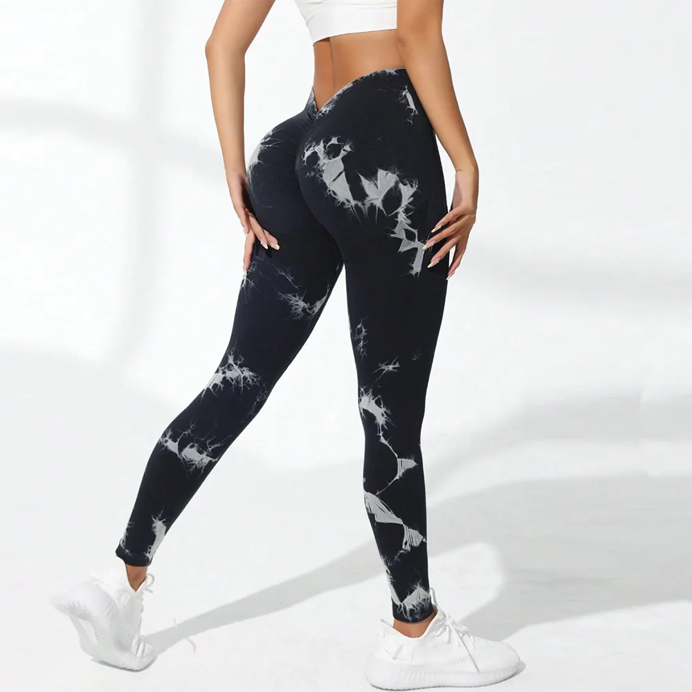 FITTOO V-Buttocks Leggings para mujer Tie Dye Scrunch Butt pantalones de Yoga Fitness atlético Sexy traje de gimnasio ropa femenina medias deportivas