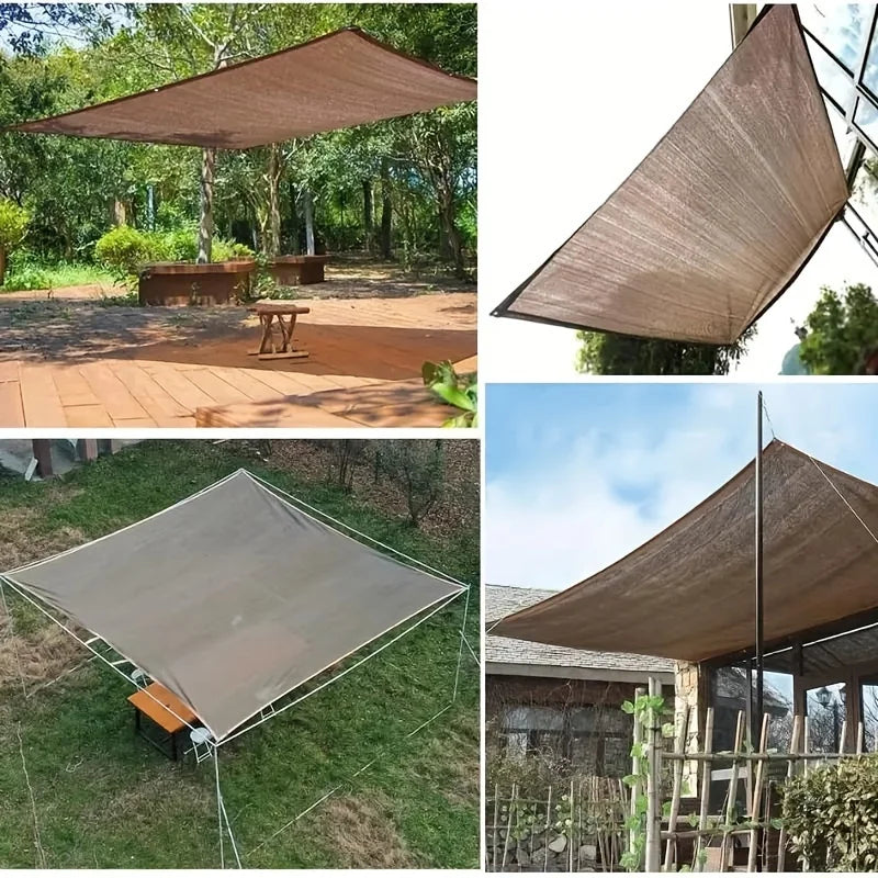 Toldo de protección UV marrón duradero, red parasol para exteriores, varios tamaños disponibles para viajes, picnics y piscinas