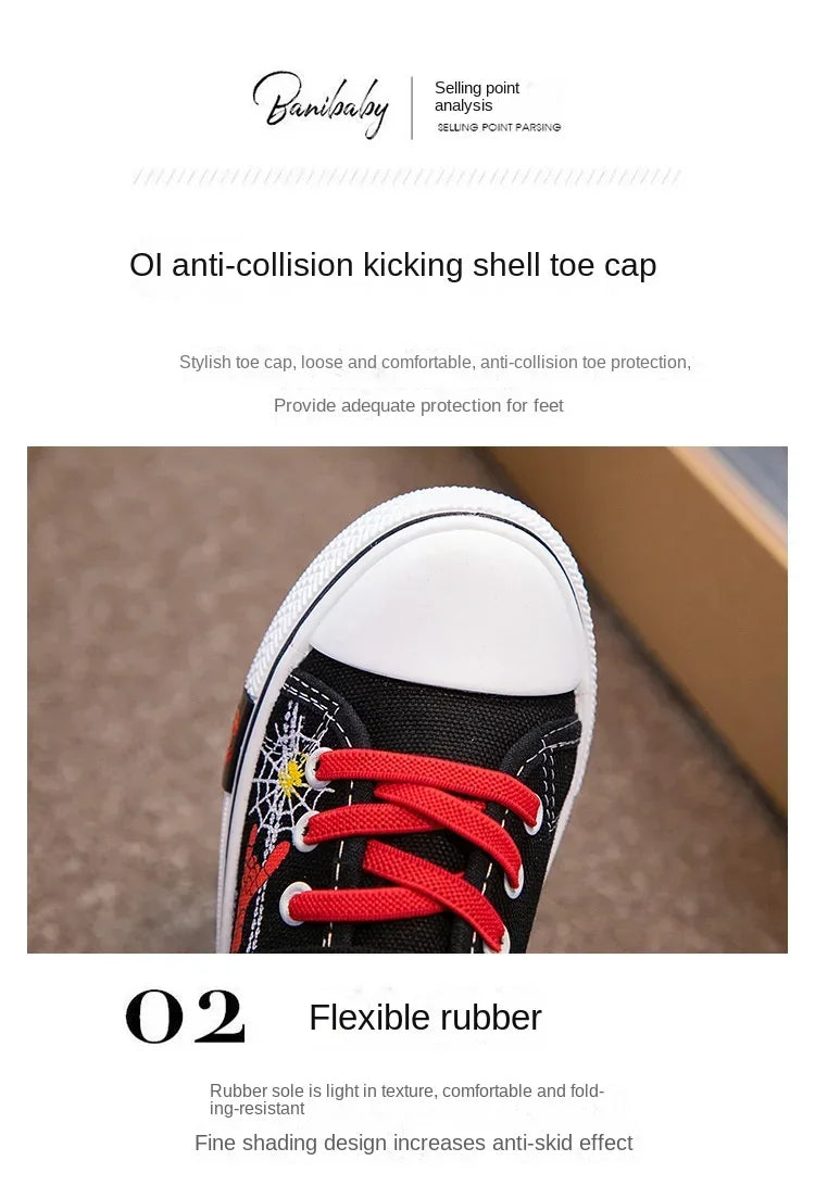 Zapatos de lona Disney para niños, zapatillas de deporte de Spiderman para niños, zapatos antideslizantes para estudiantes, zapatos deportivos de fondo suave para exteriores