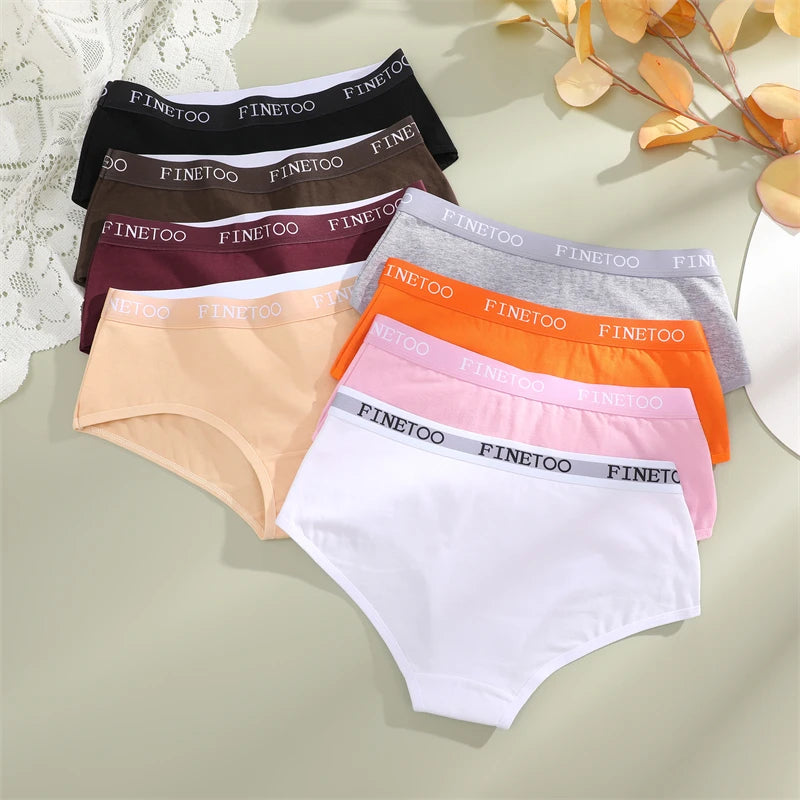 FINETOO, 3 uds., ropa interior con cinturón de algodón con letras, bragas para mujer, bragas sexis transpirables de cintura baja, lencerÃa cómoda elástica para mujer