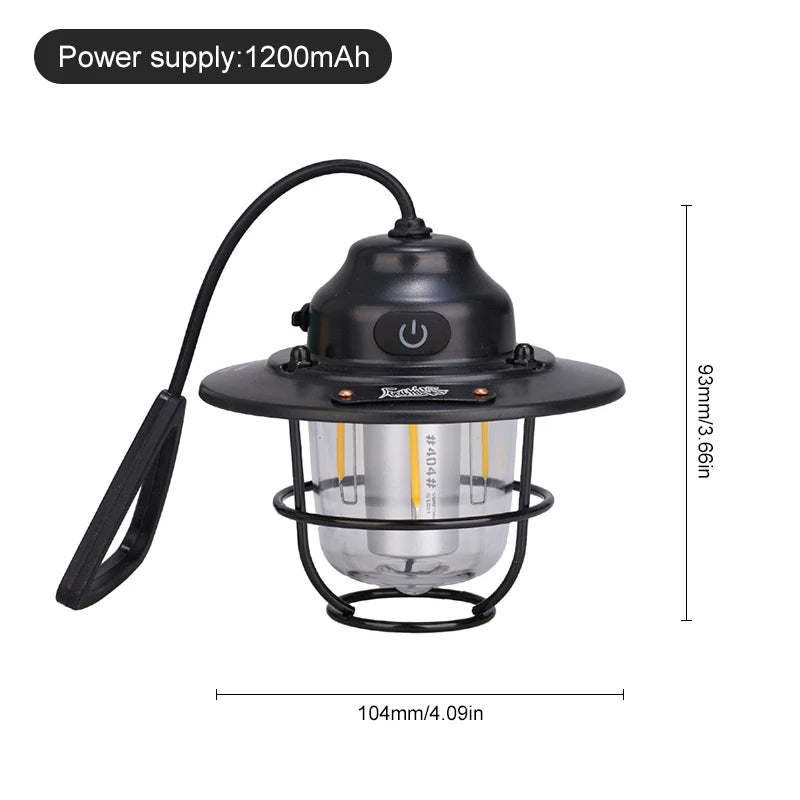 Linternas portátiles para acampar, lámpara colgante Retro para tienda, luz de Camping regulable impermeable, 1200mAh para senderismo, pesca, linterna de emergencia