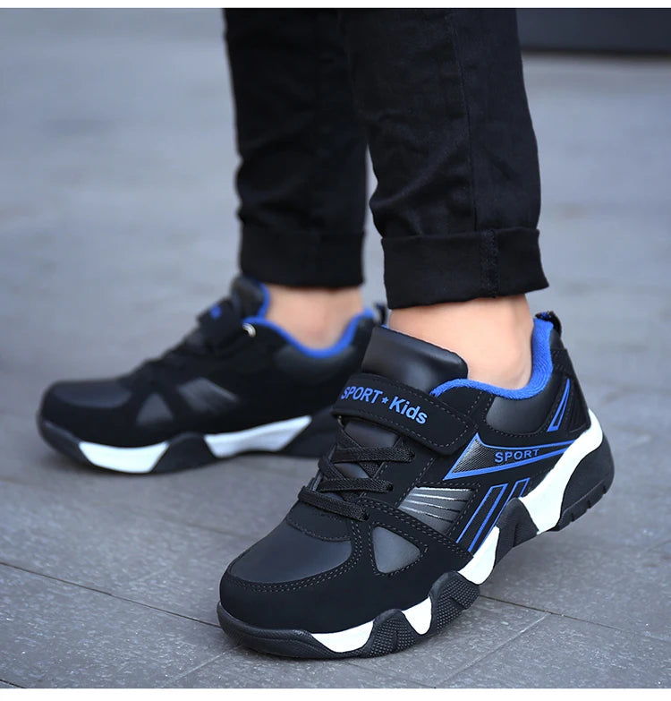 Zapatos para niños, zapatillas deportivas escolares de cuero de moda para niños, tenis, informales, para caminar, correr, antideslizantes, talla 28-39