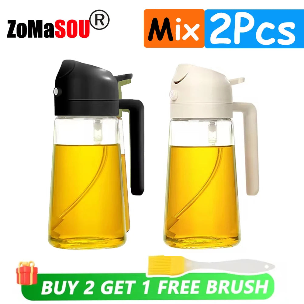 Pulverizador 2 en 1 de 1 a 4 piezas, botella vacía de aceite, contenedor de aceite de plástico, dispensador, vaporizador, cocina, barbacoa, utensilios de cocina para acampar