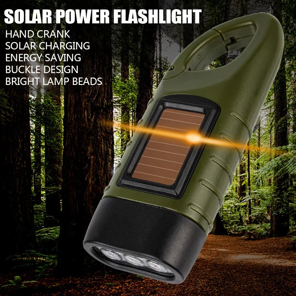 Linterna LED con manivela, equipo de supervivencia con energía Solar, antorcha autoalimentada, linternas de emergencia para senderismo, Camping, correr