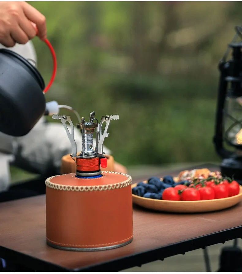 Estufa plegable para exteriores, Mini estufa de Gas de aleación ultraligera para acampar, senderismo, horno de Gas, cocina portátil para pícnic al aire libre