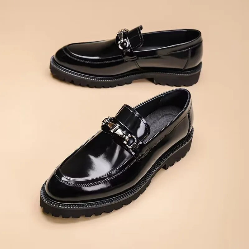 Zapatos de vestir de cuero para hombre, hebilla de calle de caballo, zapatos Oxford de alta calidad para hombre, zapatos formales para fiesta de boda y oficina, talla grande 38-48