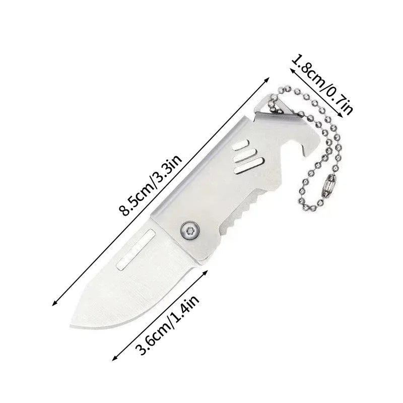 Mini cuchillo plegable de acero, cuchillo de supervivencia portátil para acampar, cuchillo plegable de bolsillo, llavero de autodefensa, colgante, 1 ud.
