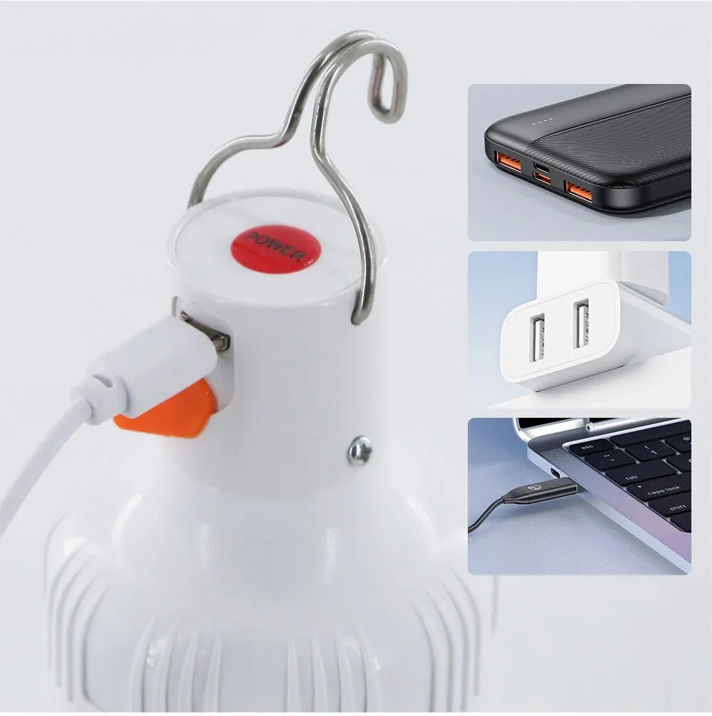 Luz de emergencia de 60W, suministros para acampar al aire libre, Edc, bombilla LED recargable por USB para exteriores, linterna para senderismo, entretenimiento deportivo