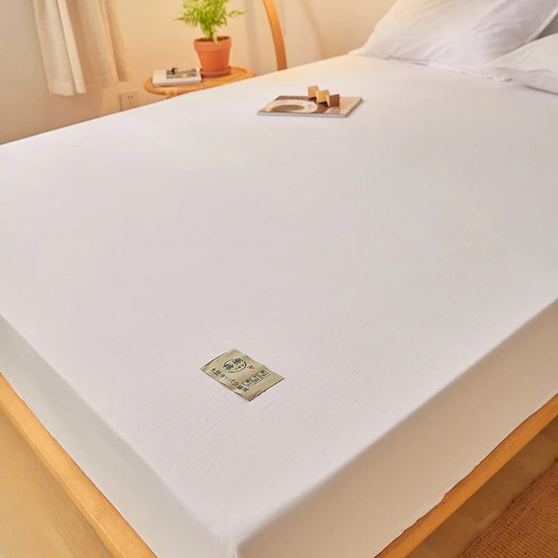Sábana bajera de algodón 100% con banda elástica, Funda de colchón ajustable antideslizante de Color sólido para cama individual, doble, King y Queen