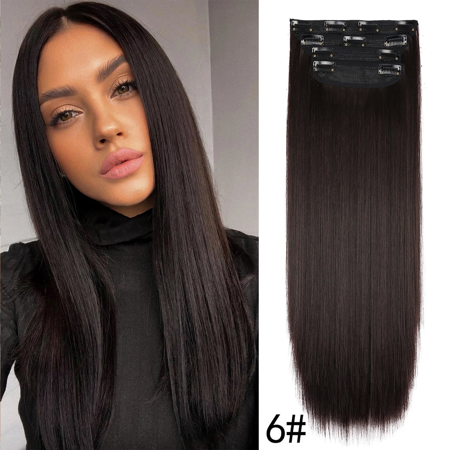 4 unids/set 20 pulgadas Clip de pelo sintético en postizos gruesos y largos ondulados para mujeres extensiones de cabello sintético de cabeza completa postizos ombré
