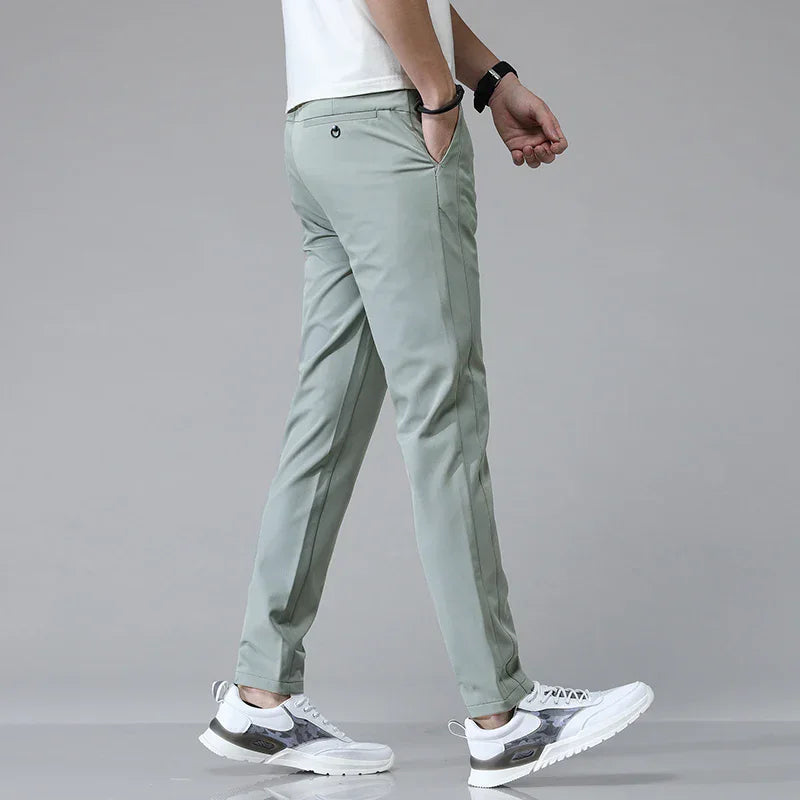 Pantalones informales rectos ajustados elásticos ultrafinos para hombre, pantalón deportivo de Golf transpirable de alta calidad, primavera y verano, 2024