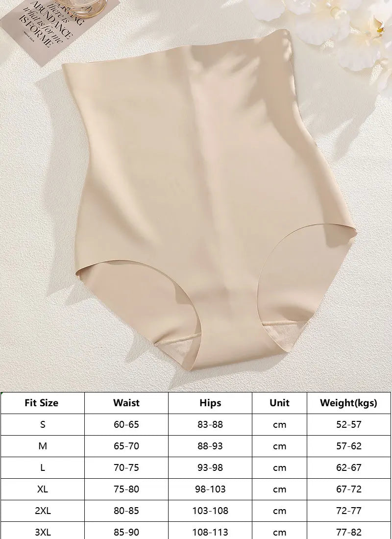 FINETOO, 1 unidad, 2024, nueva ropa interior ajustada de cintura alta para el vientre, ropa interior de seda helada para mujer, pantalones ajustados posparto finos sin costuras con forma de vientre