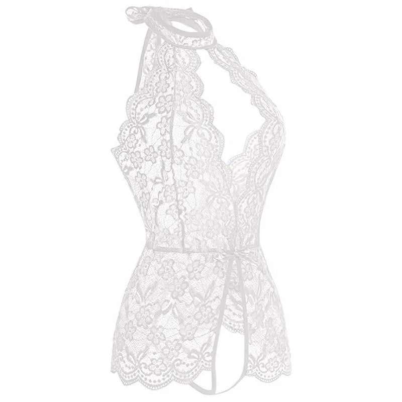 LencerÃa erótica para mujer, Body de peluche transparente de encaje, disfraz Porno para mujer, escote en V profundo, entrepierna abierta, muñeca bebé, falda Sexy, ropa interior