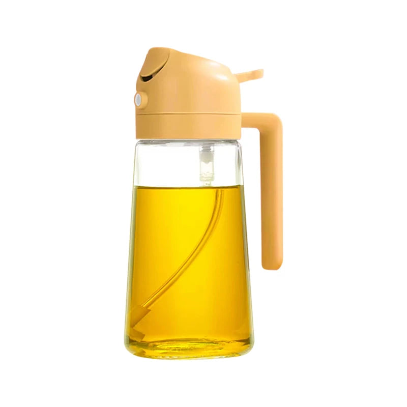 Botella vacía de aceite de 500mL, pulverizador y vertedor 2 en 1, contenedor de aceite de plástico, dispensador de aceite de cocina, vaporizador, vinagrera para acampar y barbacoa