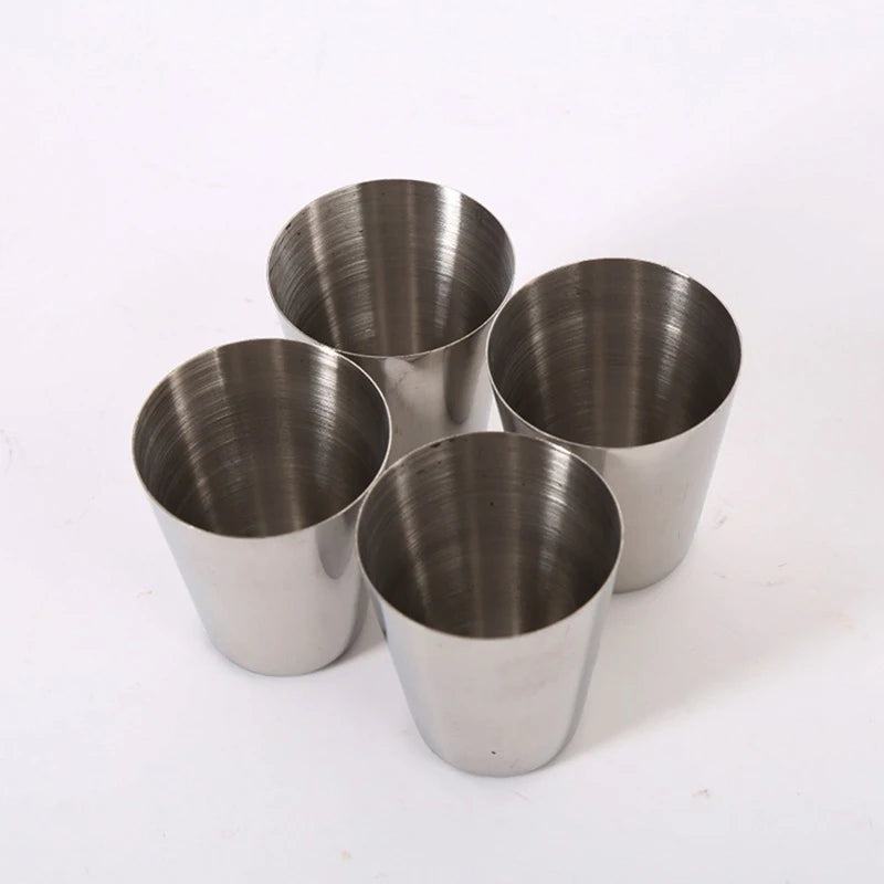 4/6 Uds tazas de acero inoxidable Mini vaso de chupito taza de cerveza taza de vino de Metal vaso de café tazas de té y leche Camping senderismo juego de tazas portátiles
