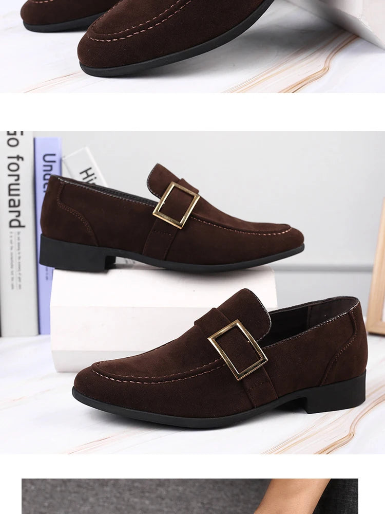 Zapatos de vestir para hombre, mocasines formales de diseñador, zapatos de cuero de gamuza, mocasines de trabajo Social y negocios, boda