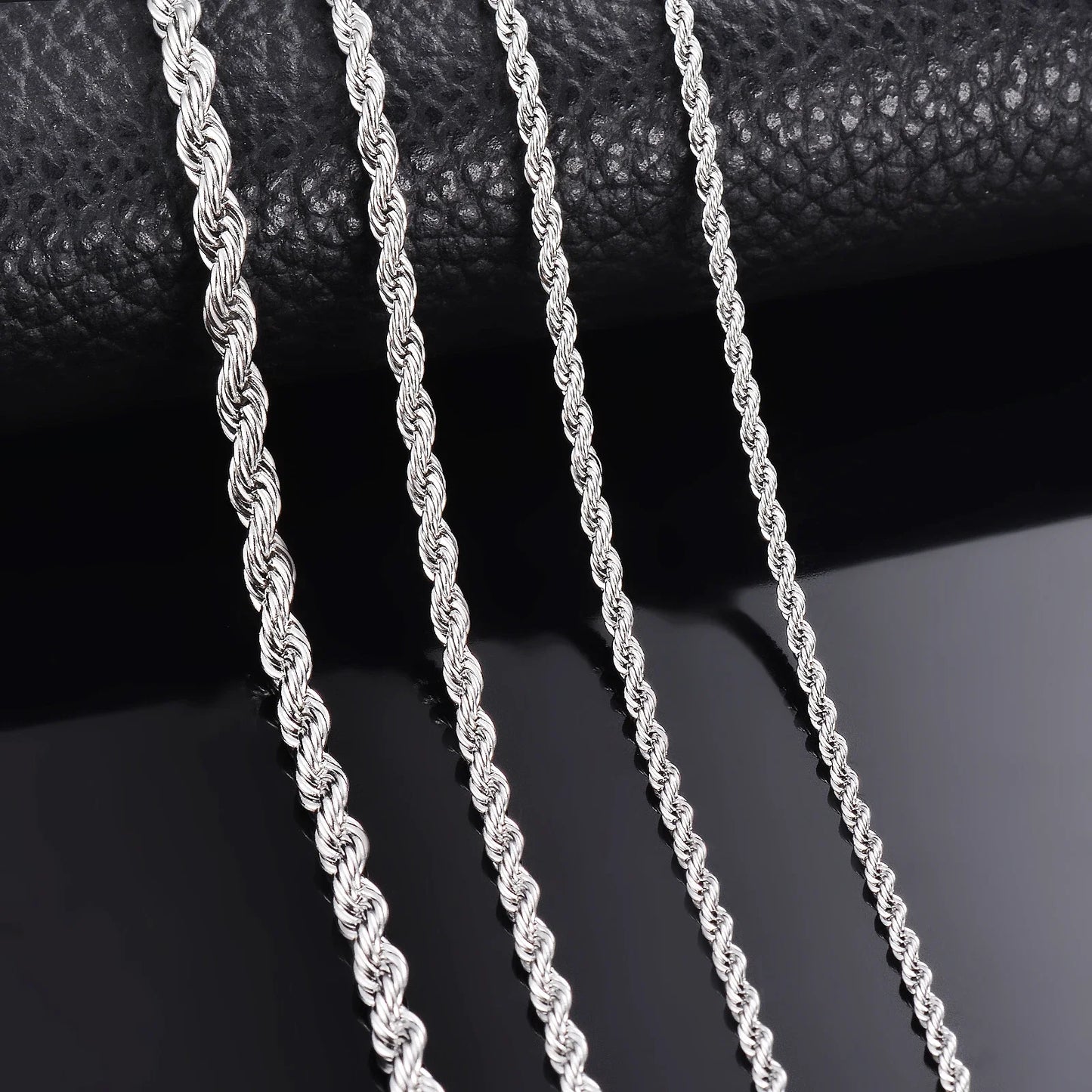 1 pieza de Plata de Ley 925 ancho 2mm/3mm/4mm cuerda cadena collar/pulsera para hombres mujeres hombre collar de cadena de moda