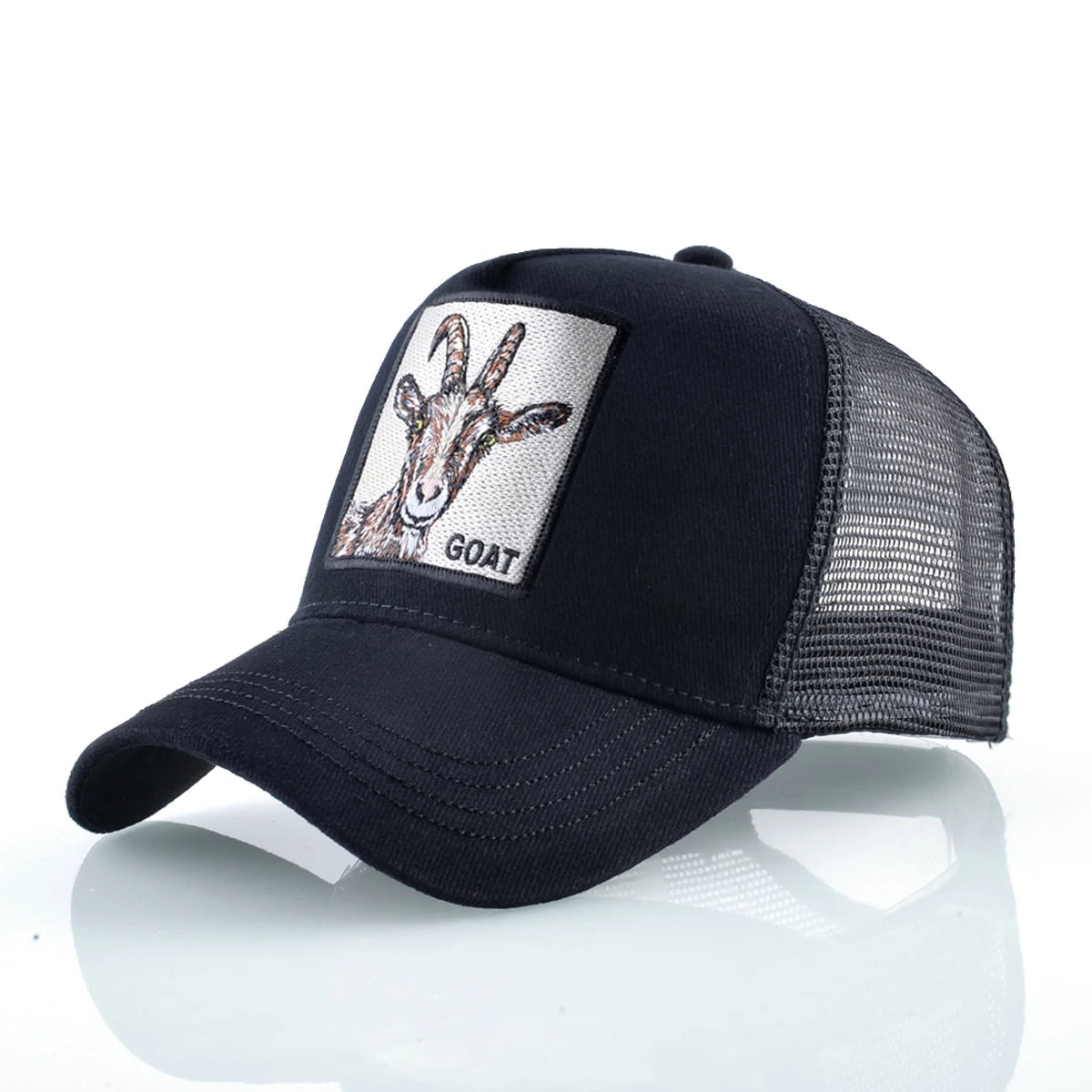 Gorras de camionero de moda con parche de cabra bordado gorra de béisbol Snapback para las cuatro estaciones para hombres y mujeres gorra con visera ajustable