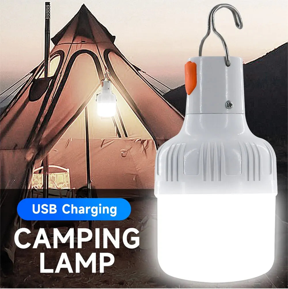 Luz de emergencia de 60W, suministros para acampar al aire libre, Edc, bombilla LED recargable por USB para exteriores, linterna para senderismo, entretenimiento deportivo