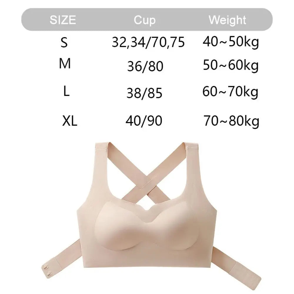 Sujetadores 2 en 1 sin costuras para mujer, ropa interior inalámbrica con hebilla frontal ajustable, Corrector de postura trasera, copa fina, sujetador antiflacidez