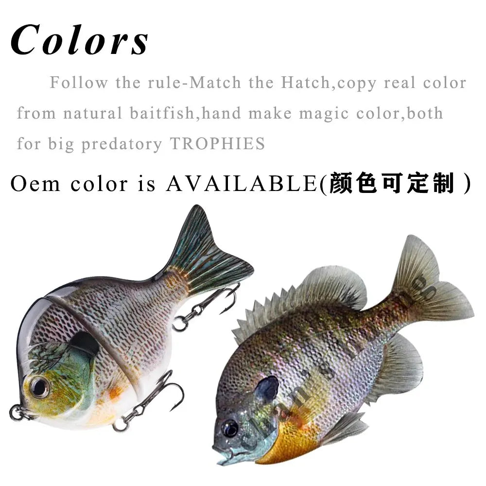 1 Uds 9CM 34,5G cebo deslizante de plástico de una sola articulación Swimbait Sunfish pesca lubina señuelos