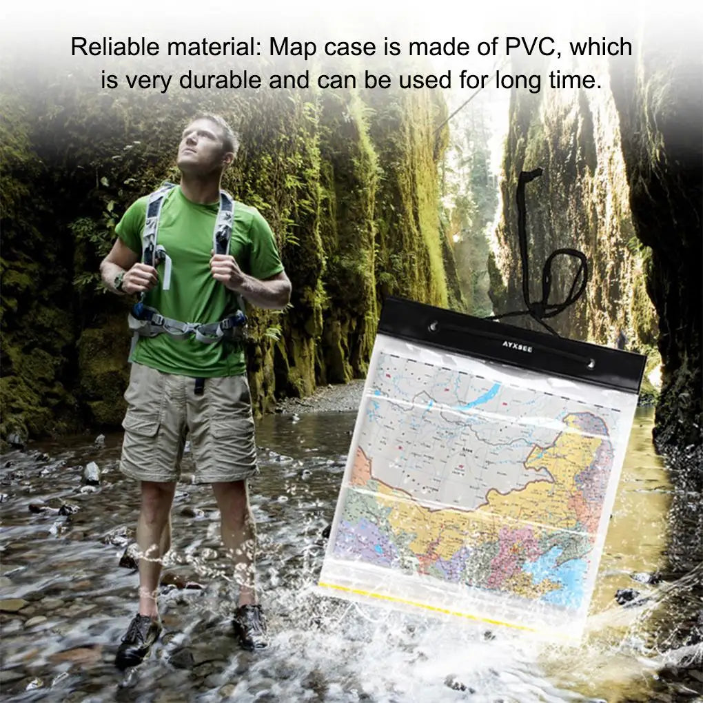 Estuche de mapa transparente impermeable de PVC, soporte de almacenamiento de papelería, cubierta para acampar, pescar, Picnic, montañismo, bolsa de bolsillo
