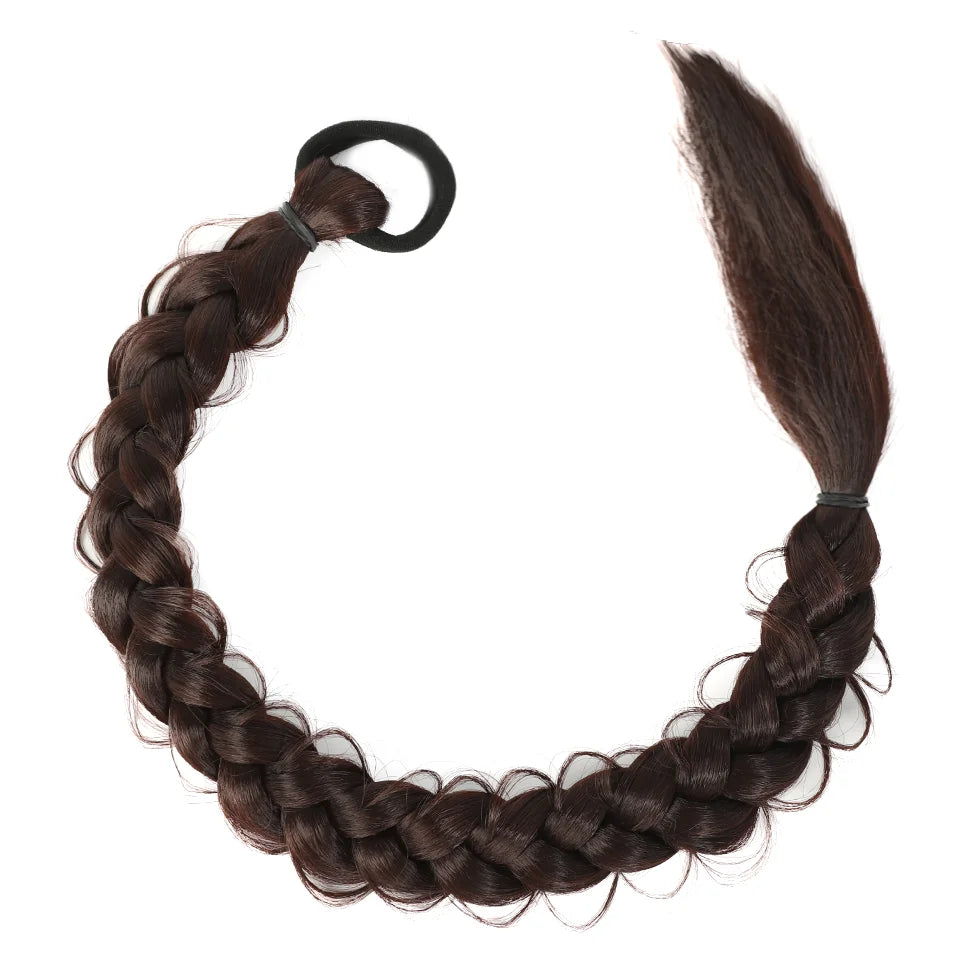 Extensiones de cabello de cola de caballo trenzadas de largo sintético de 24 pulgadas para mujer, accesorios para el cabello de fibra de alta temperatura