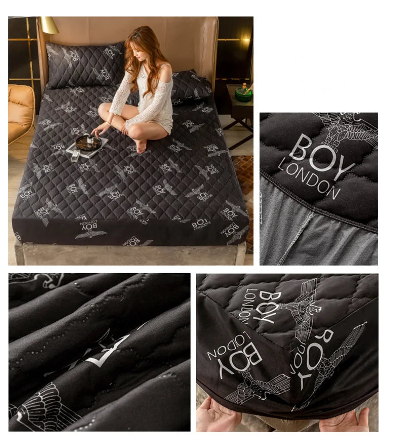 Sábana ajustable 100% impermeable, Protector de funda de colchón acolchado de algodón con Clip de clase A y banda elástica, decoración tamaño Queen y King