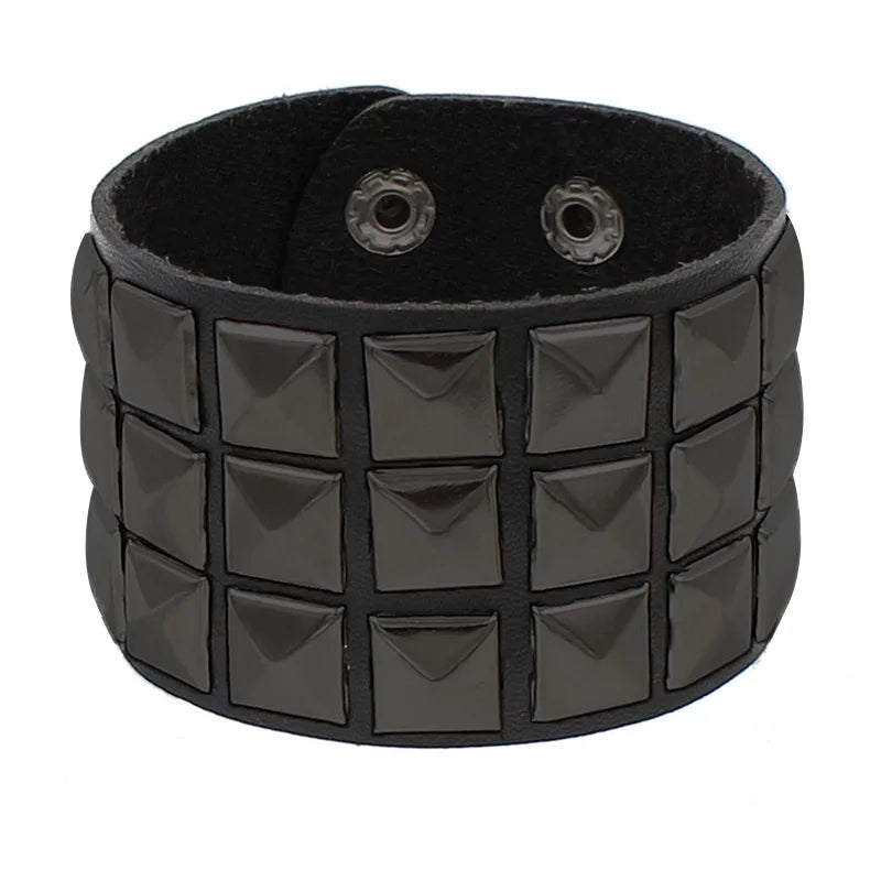 Pulsera Punk de cuero de los años 80 para hombres y mujeres, pulsera gótica Punk Rock, brazalete Unisex para accesorios de recuerdos de fiesta de Halloween