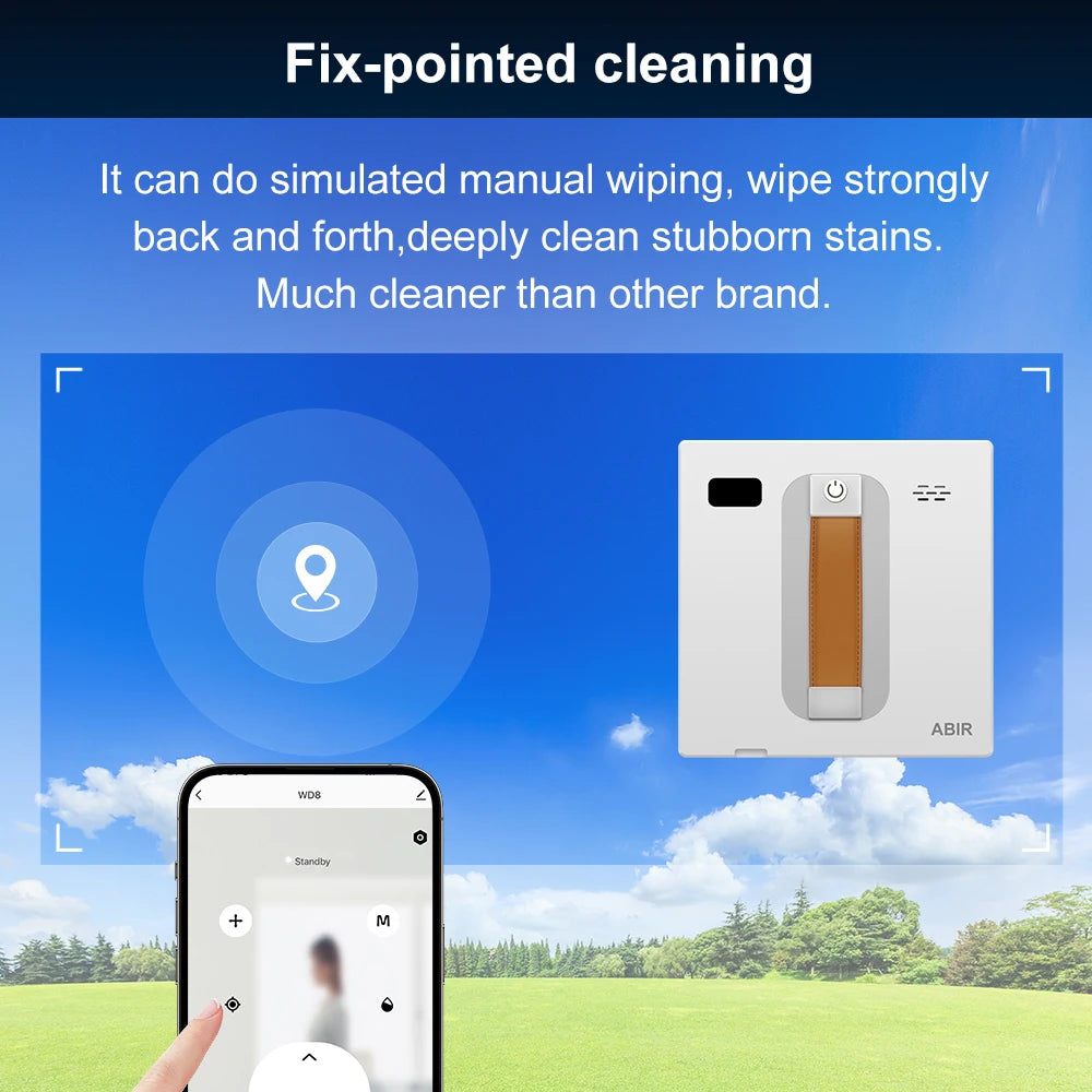 (Código:HOT888)Robot Limpiador de Ventanas ABIR WD8, Doble Rociado de Agua, Memoria Inteligente, Alta Succión al Vacío, Sensor Láser, Robot de Limpieza de Cristales de Pared en el Hogar, Control por Aplicación
