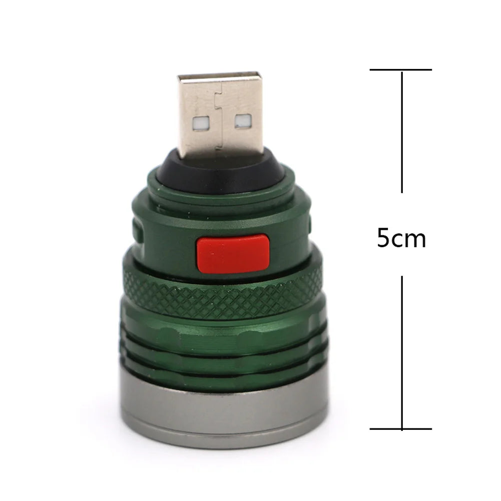 Linterna LED potente de aleación de aluminio, Mini lámpara de bolsillo con zoom, USB práctico, haz de rango máximo de hasta 50m, 3W, para Camping y senderismo