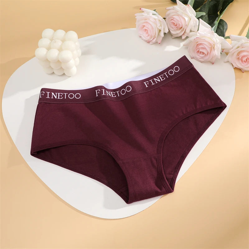 FINETOO, 3 uds., ropa interior con cinturón de algodón con letras, bragas para mujer, bragas sexis transpirables de cintura baja, lencerÃa cómoda elástica para mujer