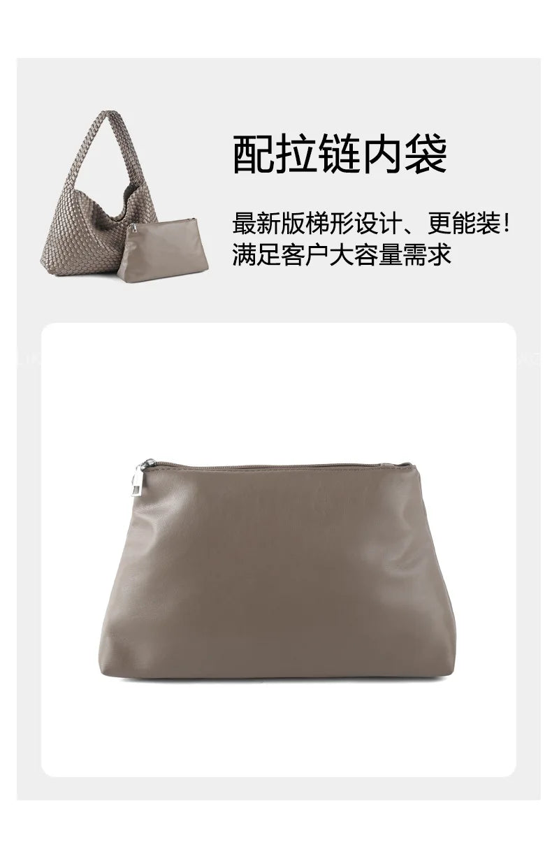 ZR DIARY-Bolso tejido de lujo para mujer, bolsa de mano de gran capacidad de cuero PU, informal, a la moda, con textura suave, BZ618