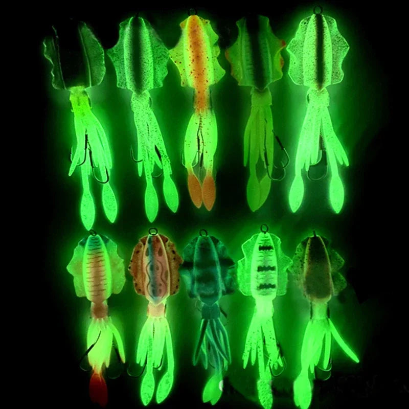 ZUKIBO-cebo de calamar suave para pesca, señuelo de pesca con curricán, plantillas con cabeza de pulpo, plantilla de calamar UV luminosa de 60g para pesca en barcos de aguas profundas, cebo Wobblers