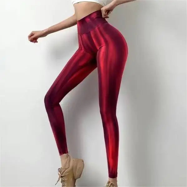 Nuevas mallas de gimnasio de cintura alta teñidas con lazo, Push Up, pantalones deportivos gruesos sin costuras, mallas elásticas suaves para entrenamiento de Yoga para mujer