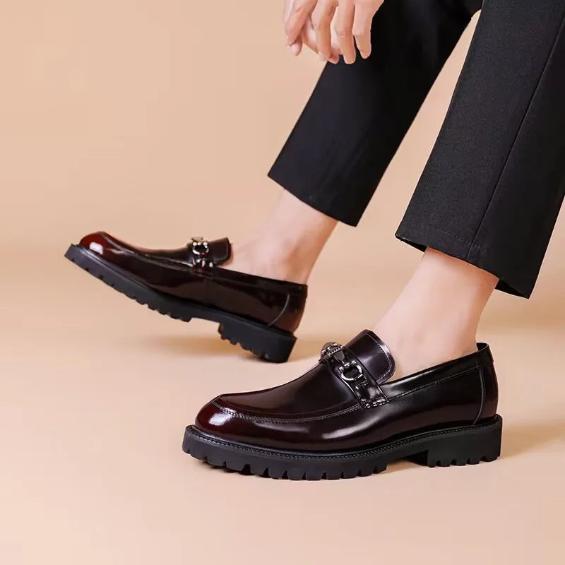 Zapatos de vestir de cuero para hombre, hebilla de calle de caballo, zapatos Oxford de alta calidad para hombre, zapatos formales para fiesta de boda y oficina, talla grande 38-48
