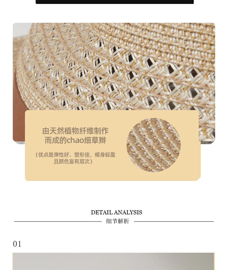 Sombrero de paja de Jazz Panamá de talla grande de 60cm para hombre y mujer, sombrero de sol con agujero para protección solar para exteriores, sombrero de playa de ala ancha para verano para hombre