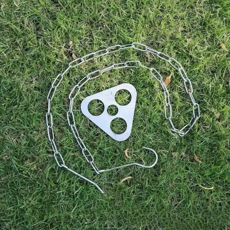 Trípode de Picnic de acero inoxidable para exteriores, colgador de latas ajustable, práctico y fácil de configurar, Camping, fogata, barbacoa, 1 ud.