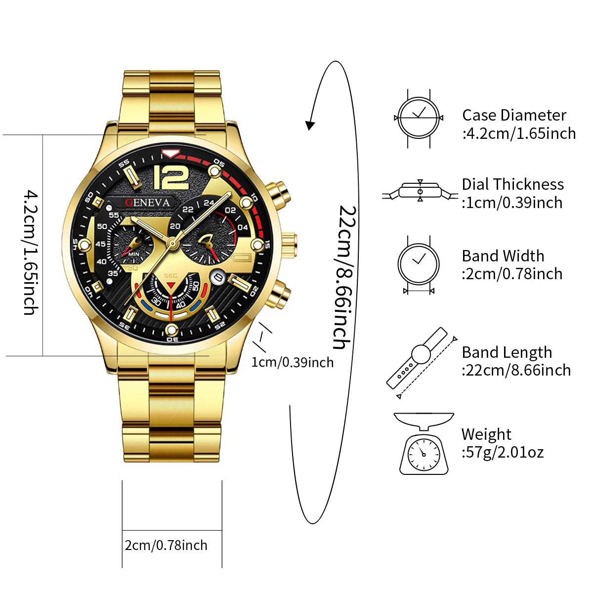 Conjunto de relojes de negocios para hombre, pulsera de acero dorado, analógico, de cuarzo, sin caja, 4 unidades