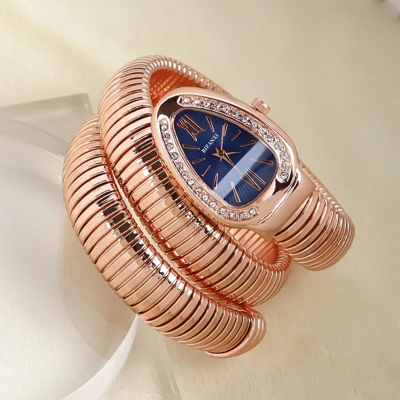 Reloj de cuarzo de lujo de alta calidad para mujer, pulsera de acero inoxidable, relojes de moda dorados para mujer, reloj femenino