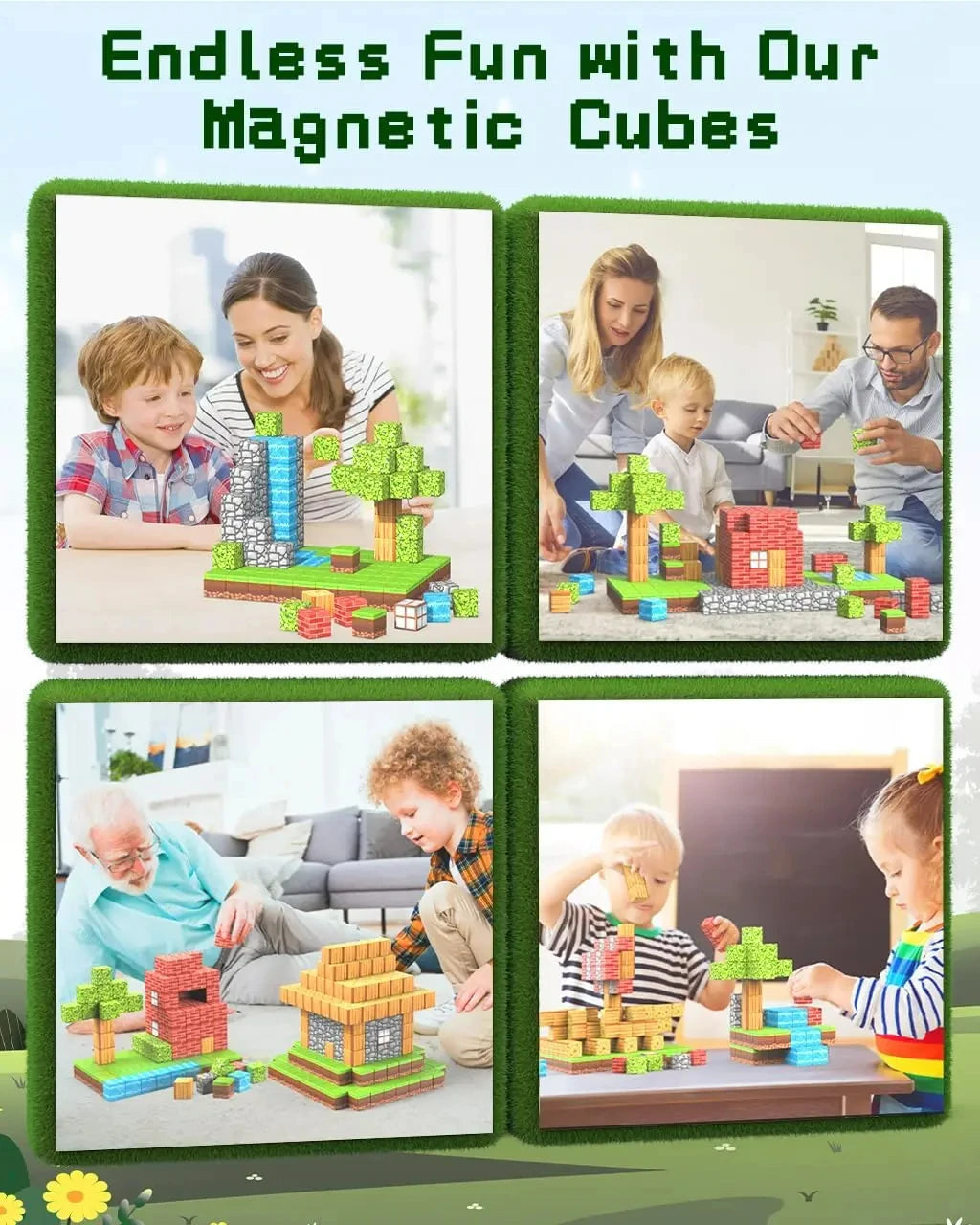 100 Uds. Bloques magnéticos de juguete, juego de imanes de construcción para niños y niñas, cubos sensoriales Montessori con tallo para regalo para niños pequeños