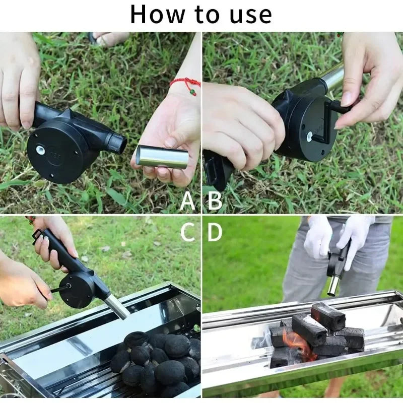 Ventilador de barbacoa para acampar, soplador portátil manual, soplador eficiente para hacer fuego, soplador de combustión de carbón, herramientas para barbacoa y Picnic