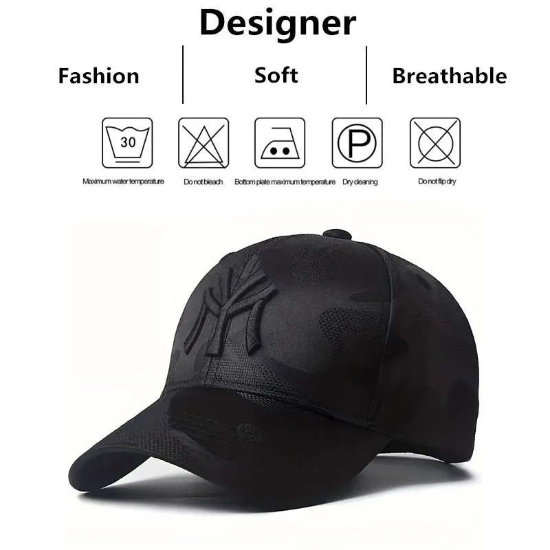 Sombreros de béisbol de camuflaje con bordado de letras a la moda, sombreros casuales ajustables para exteriores para primavera y otoño, sombrero protector solar
