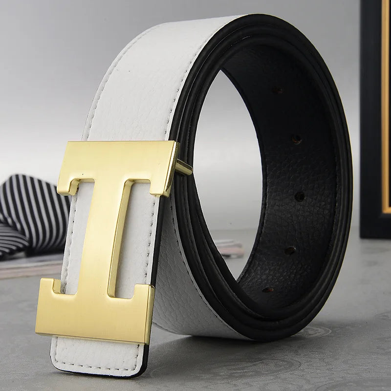 Cinturón de cuero genuino de lujo para hombre y mujer, correa de Metal de 3,8 cm de ancho, de alta calidad, a la moda