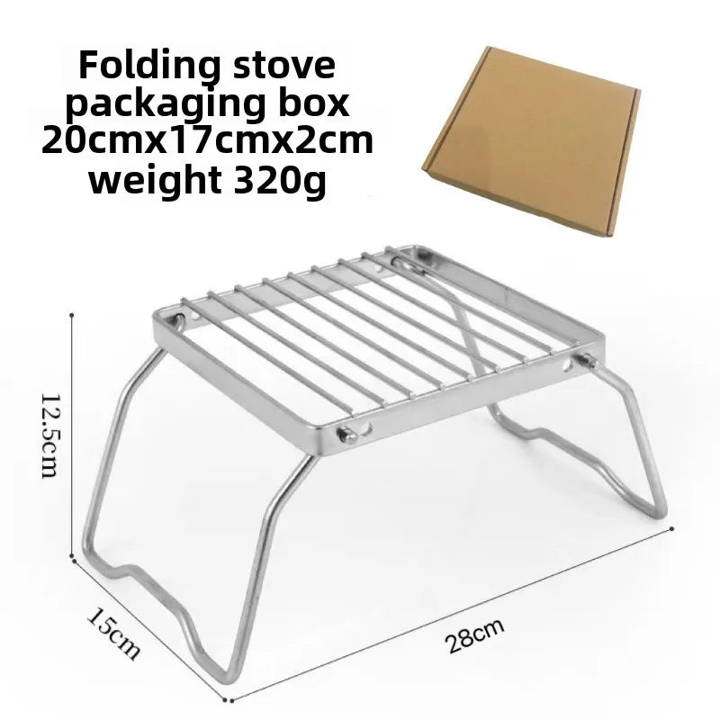 Parrilla plegable para fogata, portátil, multifuncional, de acero inoxidable, resistente a la corrosión a altas temperaturas, para acampar al aire libre