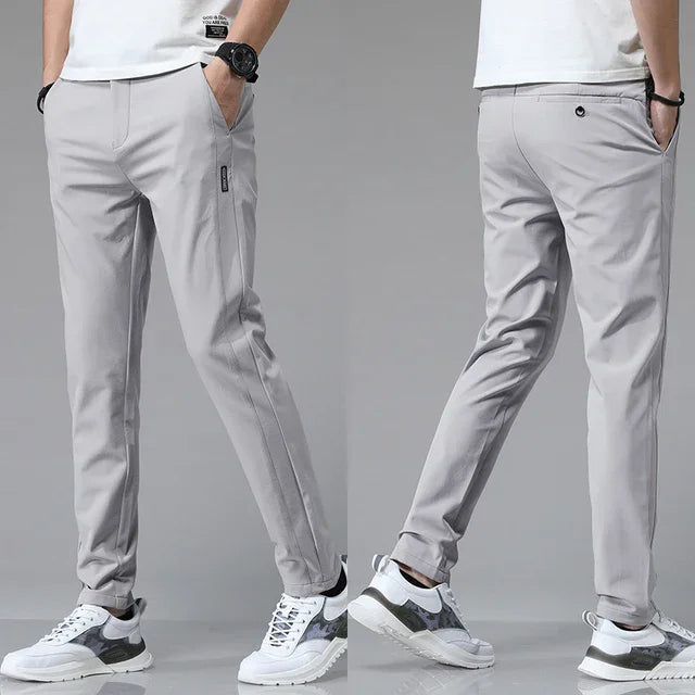 Pantalones informales rectos ajustados elásticos ultrafinos para hombre, pantalón deportivo de Golf transpirable de alta calidad, primavera y verano, 2024
