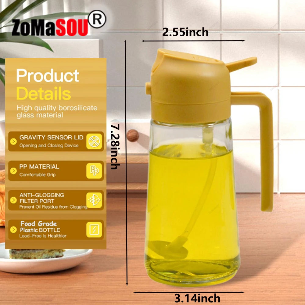 Dispensador de aceite 2 en 1, pulverizador, botella de aceite vertedor, contenedor de aceite de plástico, vaporizador para cocina, ensalada, barbacoa, cocina de acampada
