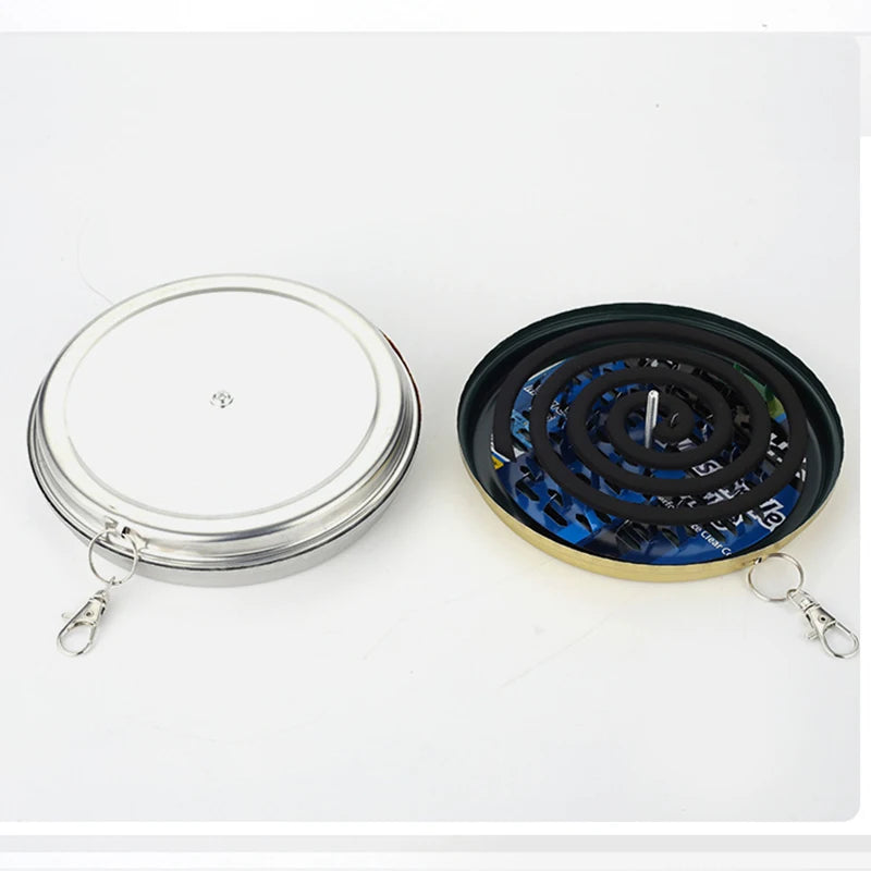 Soporte portátil para bobina de mosquitos, caja de incienso colgante, bandeja repelente en espiral ignífuga, para exteriores, interiores, camping, pesca.